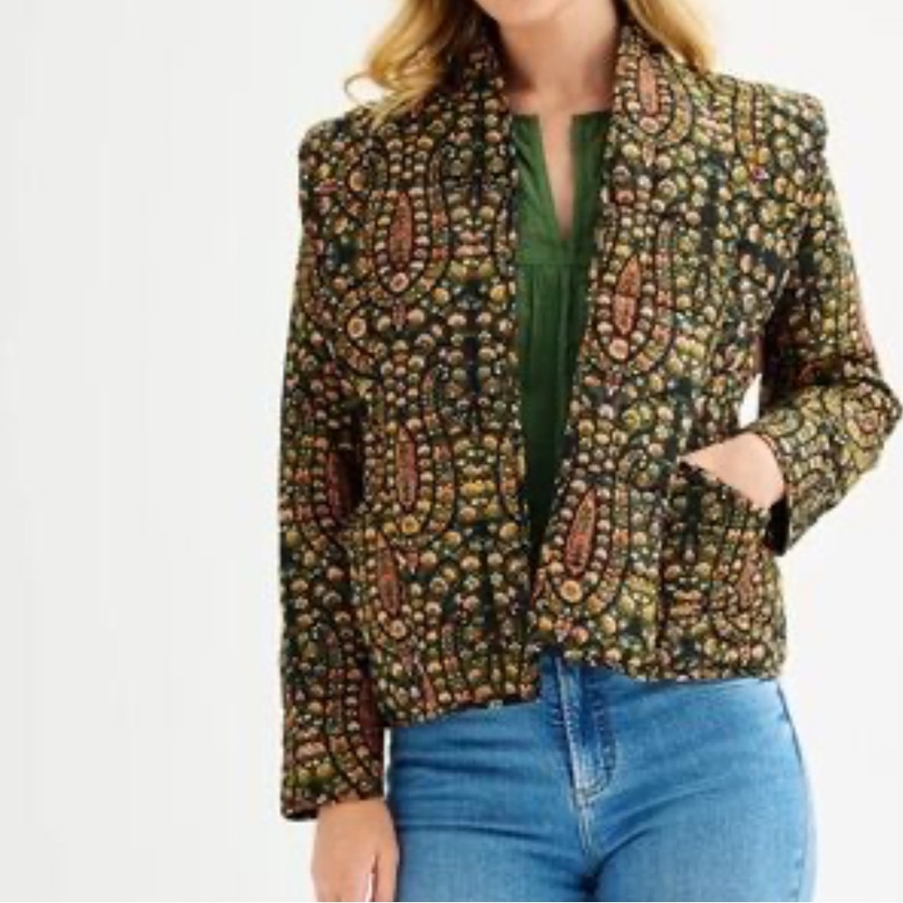 Women's Farmers Market Ruffle Quilted Blazer Coat Medium P2P: 22.5”